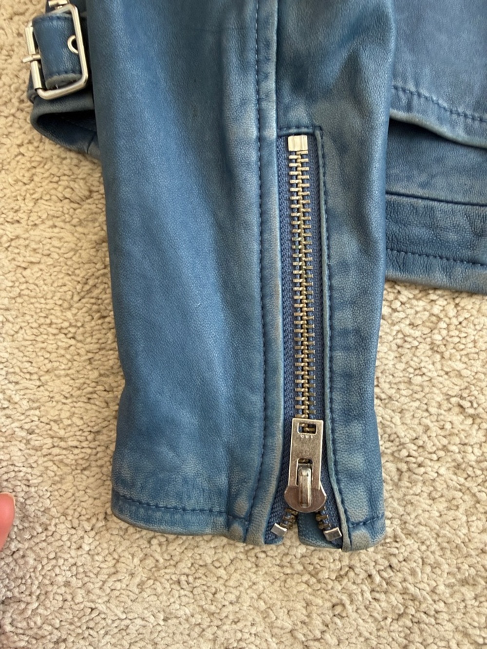 IRO Blue Leather Jacket with Silver Hardware in great condition! - Picture 5 of 7